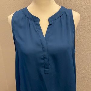 Blue V Neck Blouse